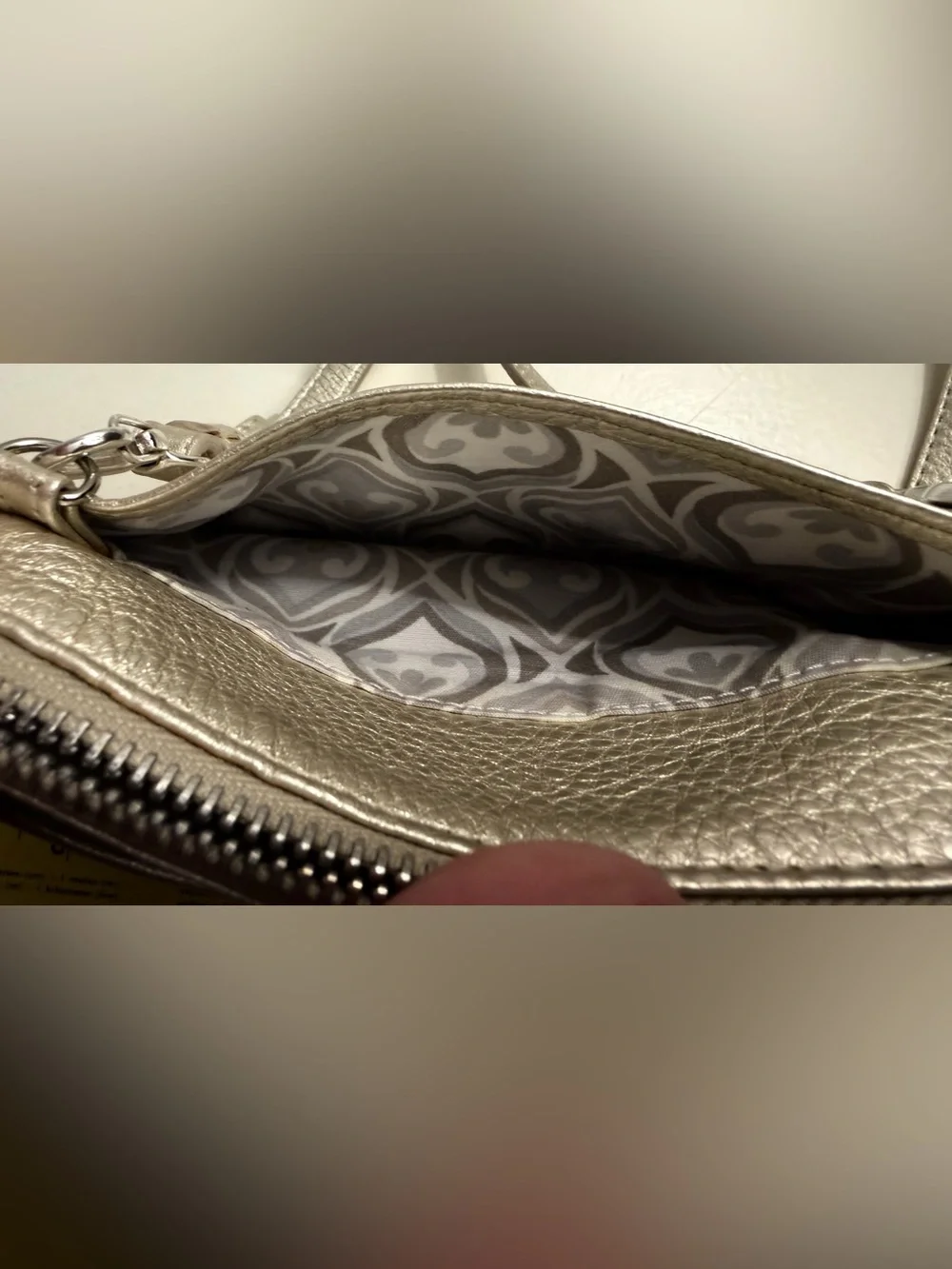 Brighton 3D wild Rose gold metallic wristlet/crossbody bag.
